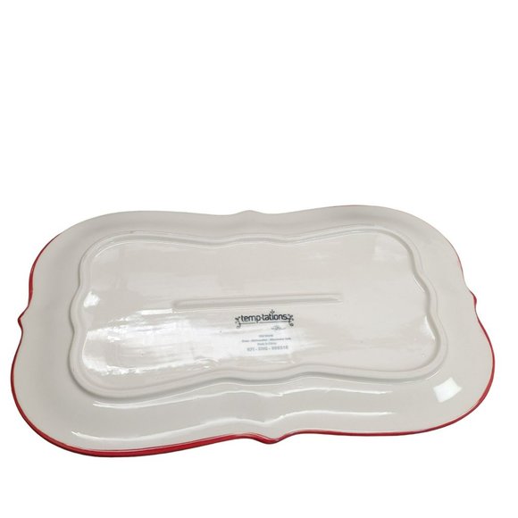 Temp-tations Old World Red Rectangular Floral Platters Appetizers Tea PD41 - Picture 5 of 7